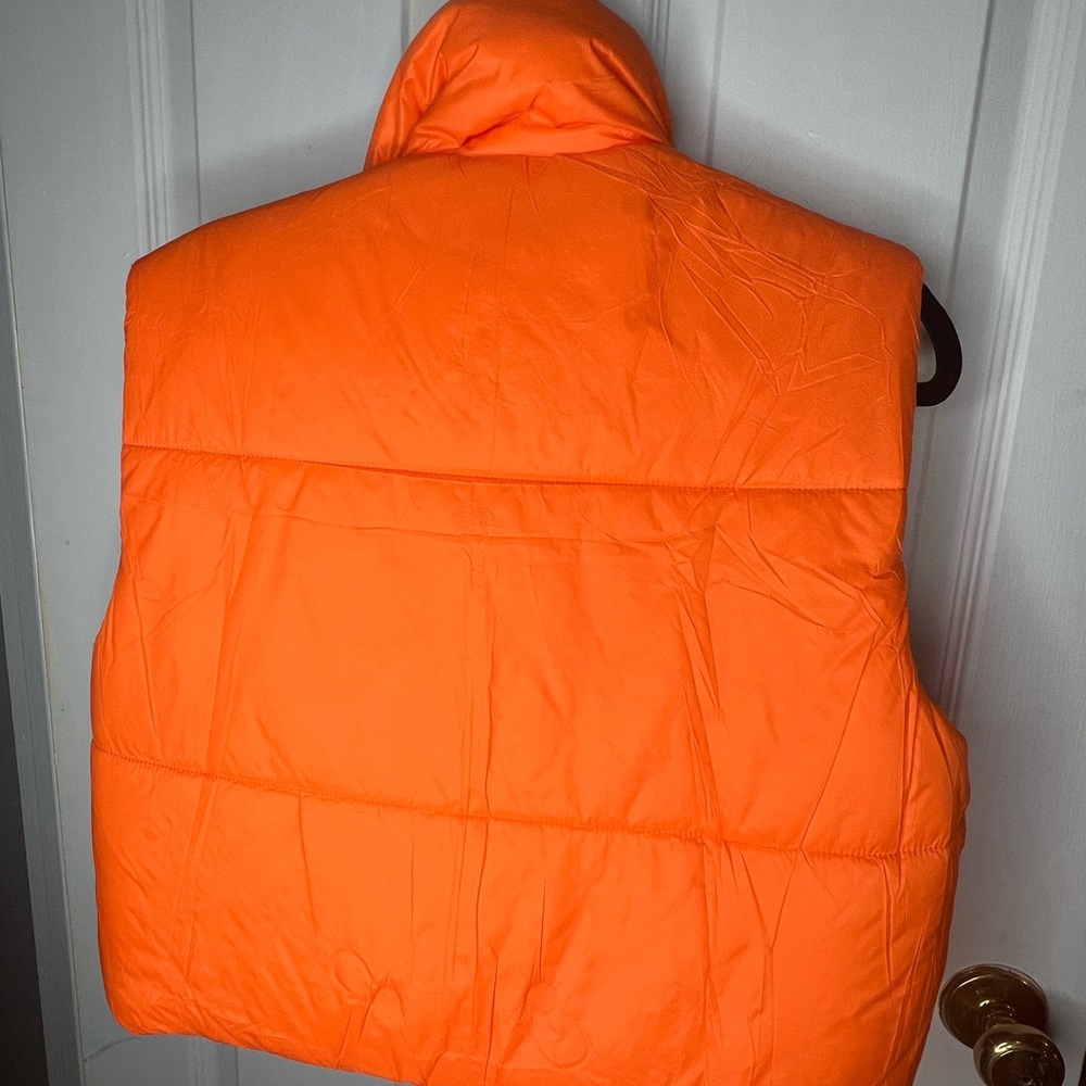 Vibrant Pink and Orange Women's Cropped Reversible Vest - Picture 4 of 13